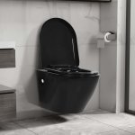 Vidaxl toilette suspendue au mur avec r�servoir cach� c�ramique noir