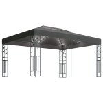 Vidaxl tonnelle avec double toit et lumires led 3x4 m anthracite
