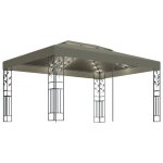 Vidaxl tonnelle avec double toit et lumires led 3x4 m taupe