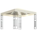 Vidaxl tonnelle avec guirlande lumineuse  led 3x3 m crme tissu