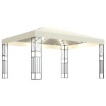Vidaxl tonnelle avec guirlande lumineuse  led 3x4 m crme tissu
