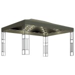 Vidaxl tonnelle avec guirlande lumineuse  led 3x4 m taupe tissu
