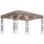 Vidaxl tonnelle avec guirlande lumineuse  led 4x3 m taupe