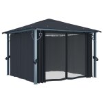 Vidaxl tonnelle avec rideau 300x300 cm anthracite aluminium
