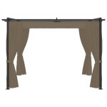 Vidaxl tonnelle avec rideaux 3x3 m taupe acier