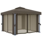 Vidaxl tonnelle avec rideau 3x3 m taupe aluminium