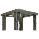 Vidaxl tonnelle avec rideau et guirlande lumineuse  led 3x3 m taupe