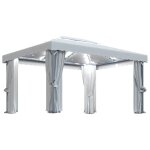 Vidaxl tonnelle et rideau et guirlande lumineuse led 4x3 m blanc cr�me