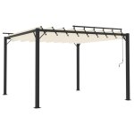 Vidaxl tonnelle avec toit  persienne 3x3 m crme tissu et aluminium