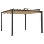 Vidaxl tonnelle avec toit  persienne 3x3 m taupe tissu aluminium