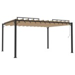 Vidaxl tonnelle avec toit  persienne 3x4 m taupe tissu aluminium