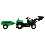 Vidaxl tracteur  pdales d'enfants et remorque et chargeur vert / noir