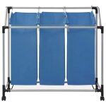 Vidaxl trieuse  linge avec 3 sacs bleu acier