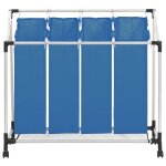 Vidaxl trieuse  linge avec 4 sacs bleu acier