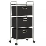 Vidaxl unité à étagères avec 3 boîtes de rangement acier et tissu Vidaxl unité à étagères avec 3 boîtes de rangement acier et tissu