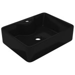 Vidaxl vasque carre  trou pour robinet cramique noir pour salle de bain