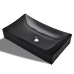Vidaxl vasque rectangulaire cramique noir pour salle de bain
