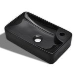 Vidaxl vasque  trou pour robinet cramique noir pour salle de bain