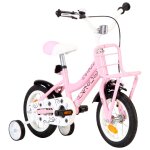 Vidaxl vlo d'enfant avec porte - bagages avant 12 pouces blanc et rose