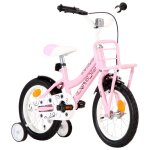 Vidaxl vlo d'enfant avec porte - bagages avant 14 pouces blanc et rose