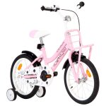 Vidaxl vlo d'enfant avec porte - bagages avant 16 pouces blanc et rose