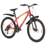 Vidaxl vlo de montagne 21 vitesses roues de 26 pouces 42 cm rouge