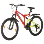 Vidaxl vlo de montagne 21 vitesses roue de 26 pouces 49 cm rouge
