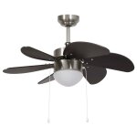Vidaxl ventilateur de plafond avec lampe 76 cm marron fonc