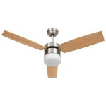 Vidaxl ventilateur de plafond lampe et tlcommande 108cm marron clair