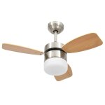 Vidaxl ventilateur de plafond lampe et tlcommande 76 cm marron clair