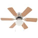 Vidaxl ventilateur de plafond orn avec lumire 82 cm marron clair