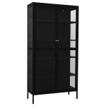 Vidaxl vitrine d'exposition noir 90x40x180 cm acier et verre tremp�