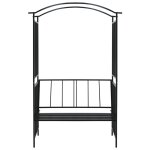 Vidaxl vote de jardin avec banc noir 128x50x207 cm fer