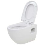 Vidaxl wc suspendu en cramique blanc