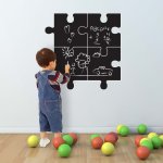 Walplus autocollant de dcoration tableau noir puzzle 54x54 cm noir