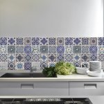Walplus autocollant mural décoration bleu espagnol 54x54 cm 4 feuilles Walplus autocollant mural décoration bleu espagnol 54x54 cm 4 feuilles