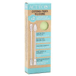 Act'éco double coton tige réutilisable silicone et embout maquillage vert pastel Act'éco double coton tige réutilisable silicone et embout maquillage vert pastel