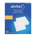 Alvita compresse gaze 7, 5 x 7, 5cm lot de 10 x 2 unit�s