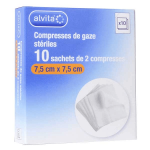 Alvita compresse gaze 7, 5 x 7, 5cm lot de 10 x 2 unit�s