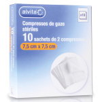 Alvita compresse gaze 7, 5 x 7, 5cm lot de 10 x 2 units