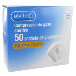 Alvita compresse gaze 7, 5 x 7, 5cm lot de 50 x 2 units