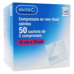 Alvita compresse non - tisse 10 x 10cm lot de 50 x 2 units