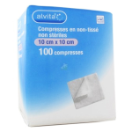 Alvita compresse non - tisse non strile 10 x 10cm 100 units