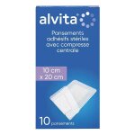 Alvita pansement adh�sif st�rile avec compresse centrale 10 x 20cm 10 unit�s