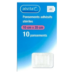 Alvita pansement adh�sif st�rile avec compresse centrale 10 x 20cm 10 unit�s