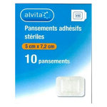 Alvita pansement adhsif strile avec compresse centrale 5 x 7, 2cm 10 units