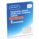 Alvita pansement adhsif strile avec compresse centrale 5 x 7, 2cm