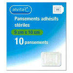 Alvita pansement adhsif strile avec compresse centrale 9 x 10cm 10 units