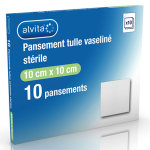 Alvita pansement tulle vaselin strile 10 x 10cm 10 units