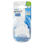 Avent classic + ttine silicone dbit lent 2 trous + 1m 2 units